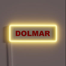 Charger l'image dans la galerie, RGB Neon Sign with Bold Dolmar Lettering in Vibrant Colors
