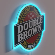 Charger l'image dans la galerie, Glowing Double Brown Coffee Shop Sign in Bright Neon Colors