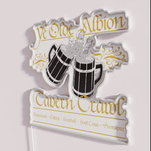 Charger l'image dans la galerie, Vibrant RGB illuminated tavern crawl neon sign with distressed wood style.