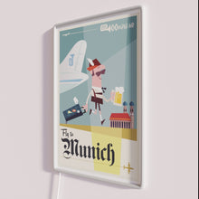 Charger l'image dans la galerie, RGB Neon Travel Sign Featuring Iconic Munich City Skyline Illumination