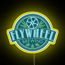 Charger l'image dans la galerie, Flywheel Brewing logo RGB neon sign yellow