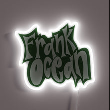 Charger l'image dans la galerie, Green graffiti-style "Frank Ocean" neon sign with white glow.