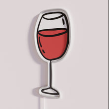 Charger l'image dans la galerie, Bright RGB Neon Sign Featuring Doodle Icon of Red Wine Glass