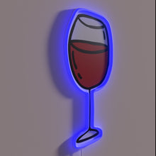 Charger l'image dans la galerie, Colorful glass of red wine illustration in bright neon RGB.