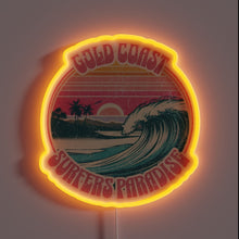 Charger l'image dans la galerie, Retro inspired RGB neon sign features iconic surf print artwork.