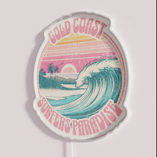 Charger l'image dans la galerie, Vibrant Neon Sign with Retro Vintage Surf Print Design