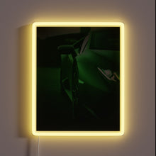 Charger l'image dans la galerie, Eye-catching retro-style green Lamborghini LED light display with vibrant colors.