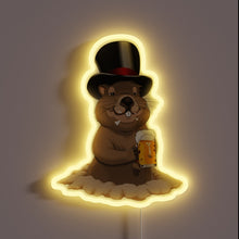 Charger l'image dans la galerie, Vibrant Neon Sign Illuminates Passionate Enthusiasm for Groundhog Craft Beers