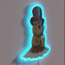 Charger l'image dans la galerie, Vibrant 'Groundhog Day' themed beer neon bar decoration light sign.
