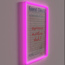 Charger l'image dans la galerie, Vibrant RGB neon sign featuring guest check espresso martini design