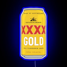 Charger l'image dans la galerie, Hand drawn XXXX Gold can RGB neon sign blue