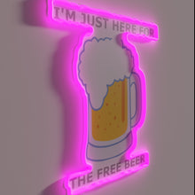Charger l'image dans la galerie, Neon Sign for Bar Decor: 'Here for the Free Beer' Sign