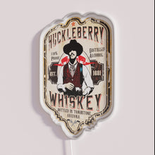 Charger l'image dans la galerie, Vibrant RGB Neon Sign Mimics Iconic Huckleberry Whiskey Distillery Branding