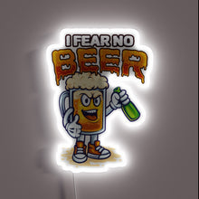 Charger l'image dans la galerie, RGB Neon Sign Featuring Cartoon Character Defying Beer Drinking Fears