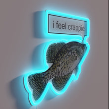 Charger l'image dans la galerie, Quirky bedroom decoration featuring colorful crappie fish phrase in neon.