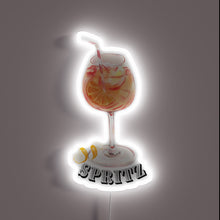 Charger l'image dans la galerie, Retro-inspired cocktail bar decoration with colorful LED lighting and wording.