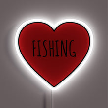 Charger l'image dans la galerie, Colorful neon sign featuring heart and fishing rod design.