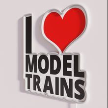 Charger l'image dans la galerie, Bright model train enthusiast decor featuring vibrant RGB neon lighting