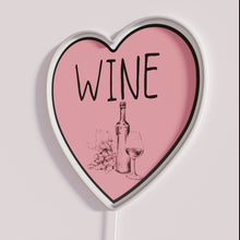Charger l'image dans la galerie, RGB neon sign with heart and wine love sentiment