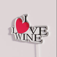 Charger l'image dans la galerie, Love of fine wine depicted in red heart RGB neon art.