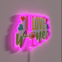 Charger l'image dans la galerie, I Love Wine" LED Neon Sign with Vibrant RGB Lighting.