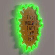 Charger l'image dans la galerie, Comedic hangover humor neon sign with sarcastic dead wish message.