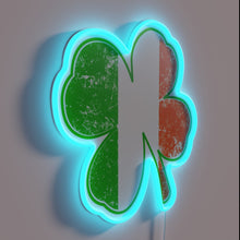 Charger l'image dans la galerie, Luminous green Irish shamrock neon sign with vibrant RGB glow