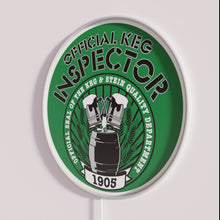 Charger l'image dans la galerie, RGB neon bar decor, 'Keg Inspector' humorous beer enthusiast sign