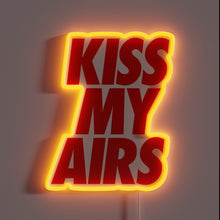 Charger l'image dans la galerie, Bold red "KISS MY AIRS" text in neon with a glowing yellow outline.