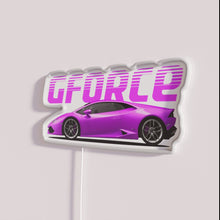 Charger l'image dans la galerie, Vibrant Lamborghini Huracan inspired purple and RGB neon light decoration.