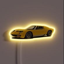 Charger l'image dans la galerie, Neon Sign: Exotic Lamborghini Miura Yellow Iconic Roadster Retro Automotive Nostalgia
