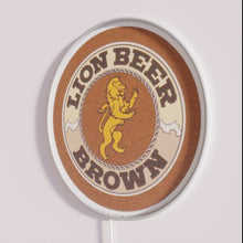 Charger l'image dans la galerie, RGB Neon Bar Sign with Lion Design Pattern Brown Coasters