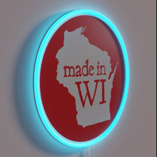 Charger l'image dans la galerie, Handcrafted in Wisconsin, bold red circle LED neon sign artwork