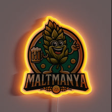Charger l'image dans la galerie, Eye-catching Black Neon Sign Featuring Maltmanya Logo in Vibrant RGB Colors