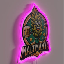 Charger l'image dans la galerie, MaltManya Bar Sign with Vibrant Green and Blue Neon Accents