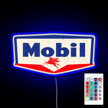 Charger l'image dans la galerie, Mobil oil Vintage sign logo 1950 RGB neon sign remote