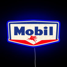 Charger l'image dans la galerie, Mobil oil Vintage sign logo 1950 RGB neon sign blue