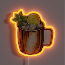 Charger l'image dans la galerie, Colorful neon sign featuring Moscow Mule cocktail sketch design.