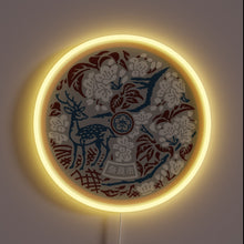 Charger l'image dans la galerie, Neon-lit Nara inspired manhole cover with vibrant rustic color accents