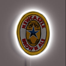 Charger l'image dans la galerie, Vibrant Pop Art Neon Sign Depicting Newcastle Brown Ale Iconic Logo