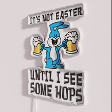 Charger l'image dans la galerie, Retro Neon Cartoon Beer Sign with Hops Bunny Easter Humor Design