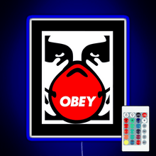Charger l'image dans la galerie, OBEY Giant Shepard Fairey Face Mask Pop Art RGB neon sign remote