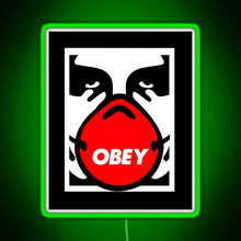 Charger l'image dans la galerie, OBEY Giant Shepard Fairey Face Mask Pop Art RGB neon sign green