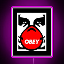 Charger l'image dans la galerie, OBEY Giant Shepard Fairey Face Mask Pop Art RGB neon sign  pink