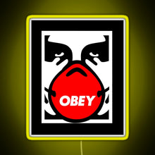 Charger l'image dans la galerie, OBEY Giant Shepard Fairey Face Mask Pop Art RGB neon sign yellow