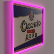 Charger l'image dans la galerie, Vibrant Oconto Premium Beer Sign with Color-Changing Neon Effect