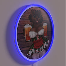 Charger l'image dans la galerie, Oktoberfest-inspired vibrant amber ale bear logo with colorful neon lighting.