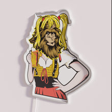 Charger l'image dans la galerie, RGB Neon Oktoberfest Beer Drinking Girl Bigfoot Fraulein Sign Artwork