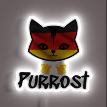 Charger l'image dans la galerie, Colorful Oktoberfest purr-rost pun neon sign in vibrant RGB lighting.