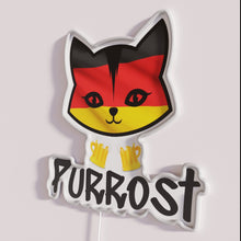 Charger l'image dans la galerie, Retro Oktoberfest Party Decor with Humorous 'Prost' Cat Neon Sign